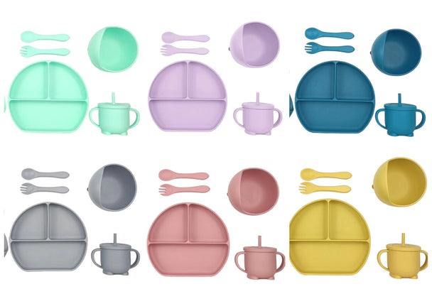 Set de Alimentación de silicona libre BPA 6 piezas - Lina Sustentable, ropa Niño Chile, ropa de niño en oferta