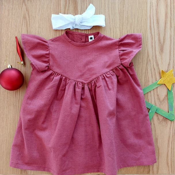 Vestido alas 2 algodón lino - Lina Sustentable, ropa Niño Chile, ropa de niño en oferta