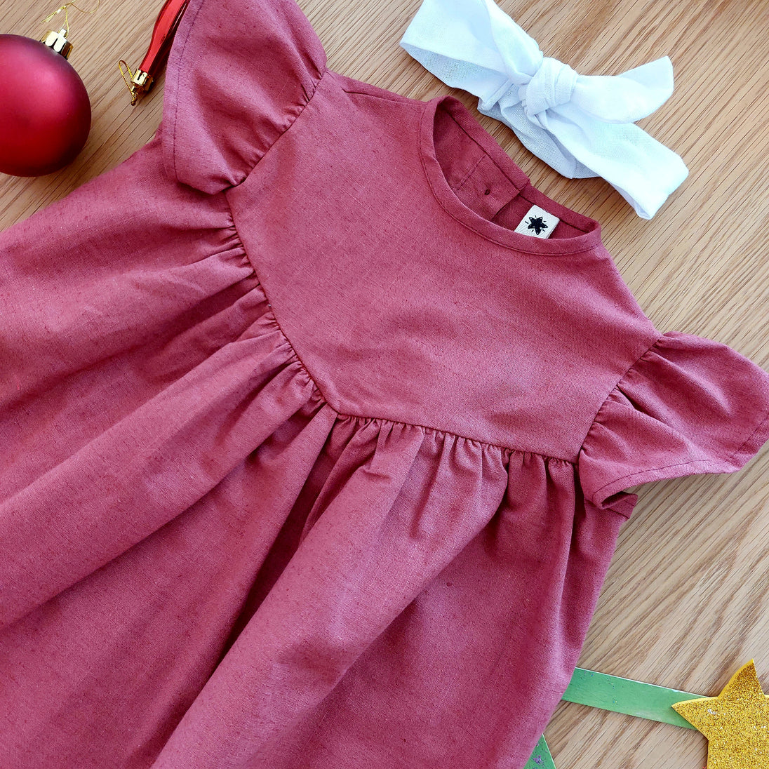 Vestido alas 2 algodón lino - Lina Sustentable, ropa Niño Chile, ropa de niño en oferta