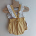 Ranita con volante bicolor lino aldogón broderie bolillo - Lina Sustentable, ropa Niño Chile, ropa de niño en oferta