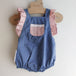 Ranita con volante bicolor lino aldogón broderie bolillo - Lina Sustentable, ropa Niño Chile, ropa de niño en oferta