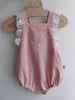 Ranita con volante bicolor lino aldogón broderie bolillo - Lina Sustentable, ropa Niño Chile, ropa de niño en oferta
