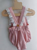 Ranita con volante bicolor lino aldogón broderie bolillo - Lina Sustentable, ropa Niño Chile, ropa de niño en oferta