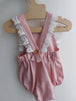Ranita con volante bicolor lino aldogón broderie bolillo - Lina Sustentable, ropa Niño Chile, ropa de niño en oferta
