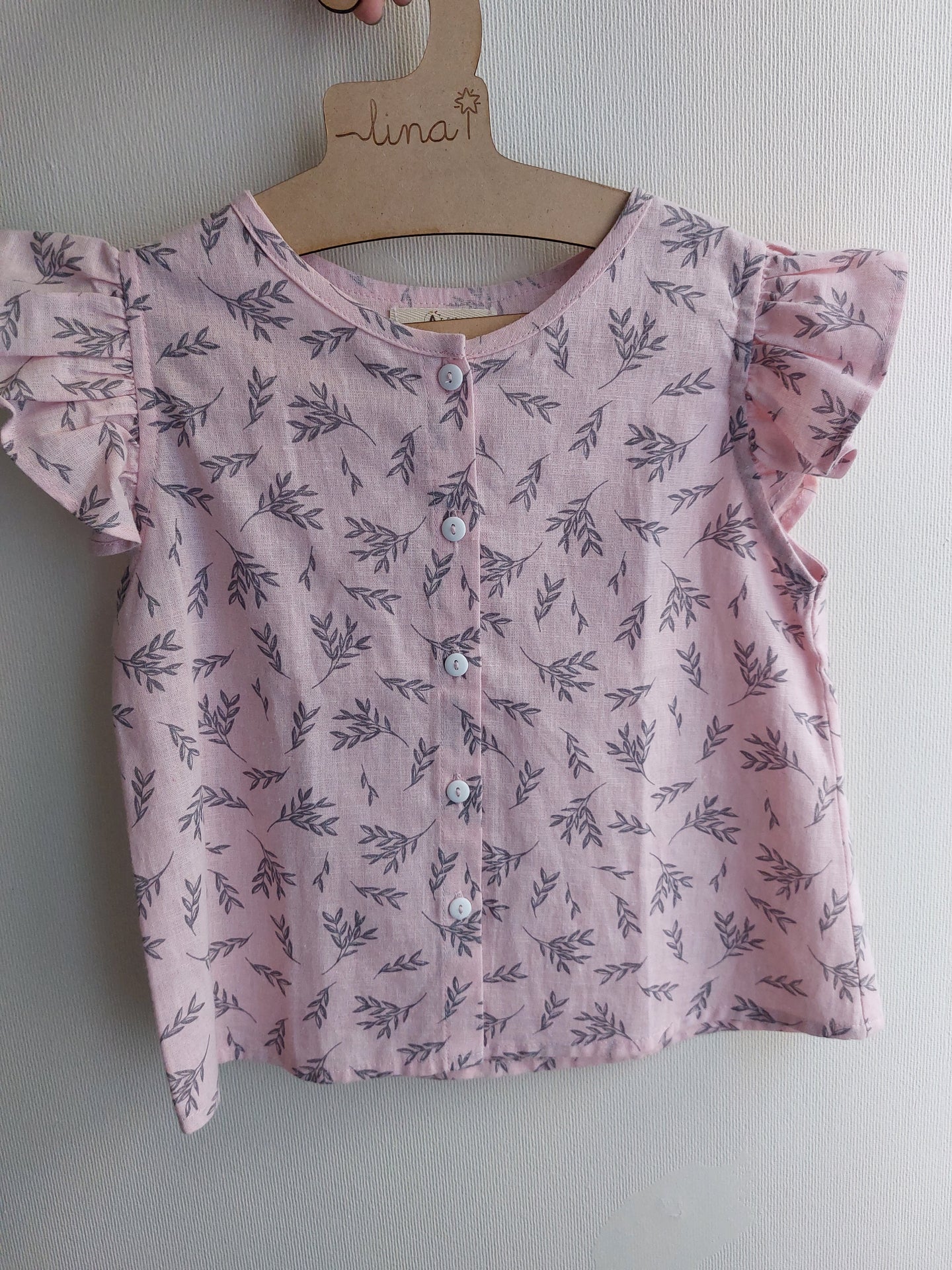 Blusa alas hojas rosa - Lina Sustentable, ropa Niño Chile, ropa de niño en oferta