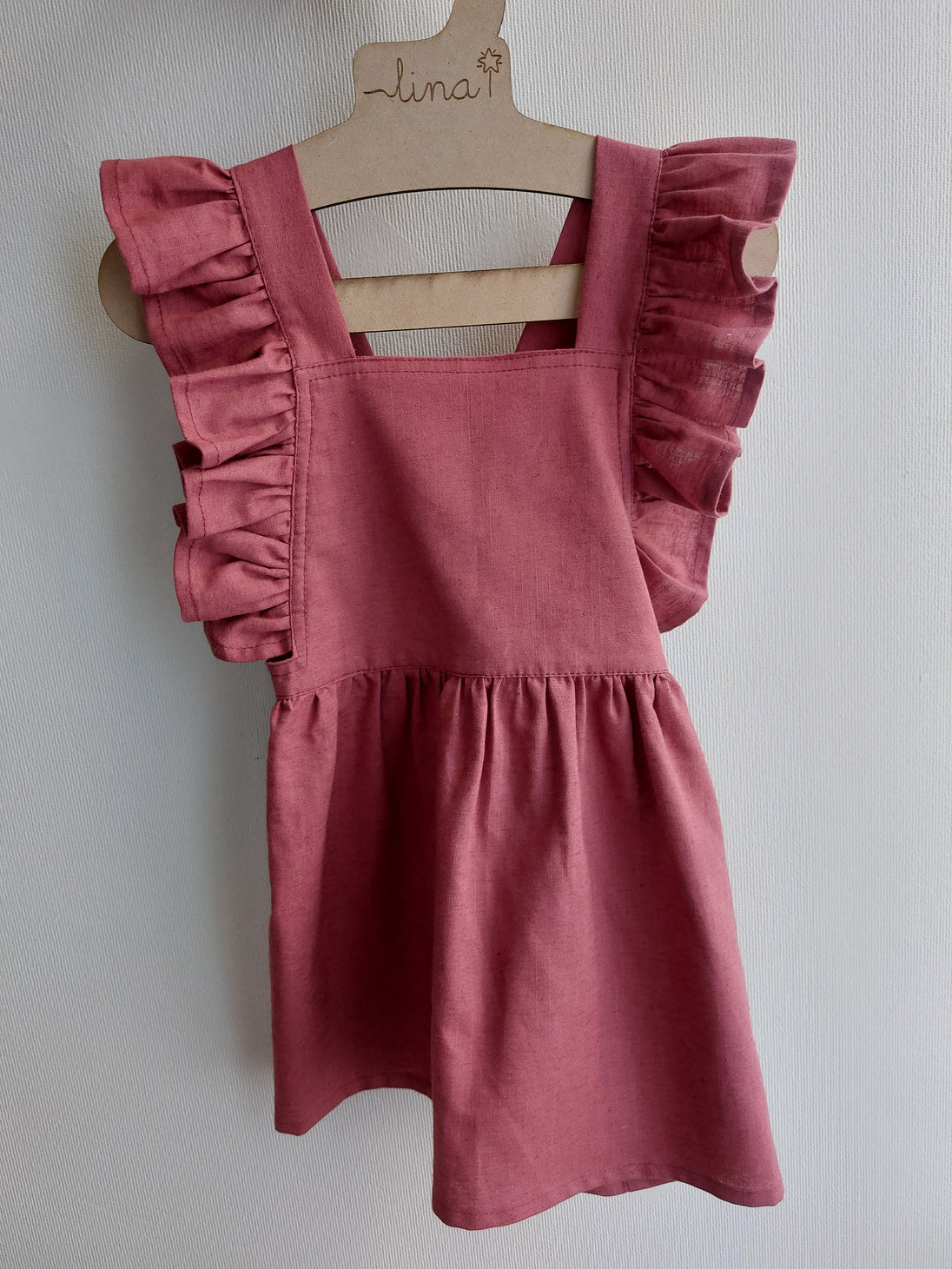 Vestido volante lino algodón - Lina Sustentable, ropa Niño Chile, ropa de niño en oferta