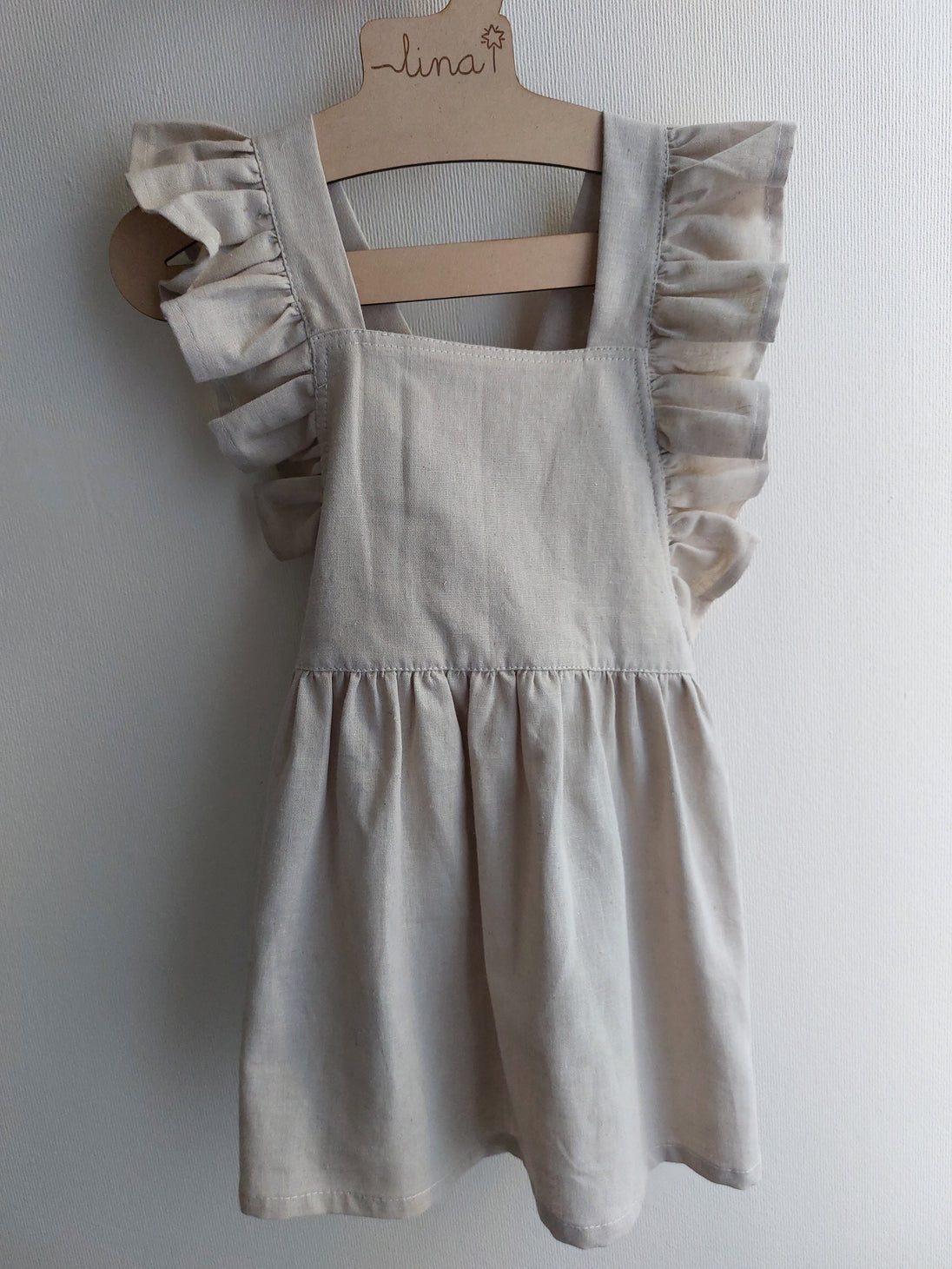 Vestido volante lino algodón - Lina Sustentable, ropa Niño Chile, ropa de niño en oferta
