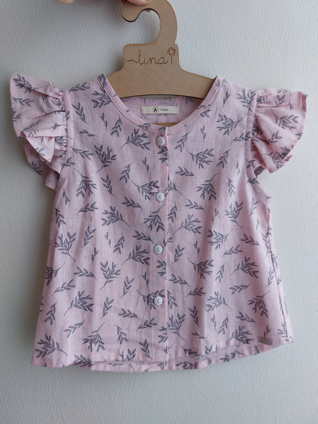 Blusa alas hojas rosa - Lina Sustentable, ropa Niño Chile, ropa de niño en oferta
