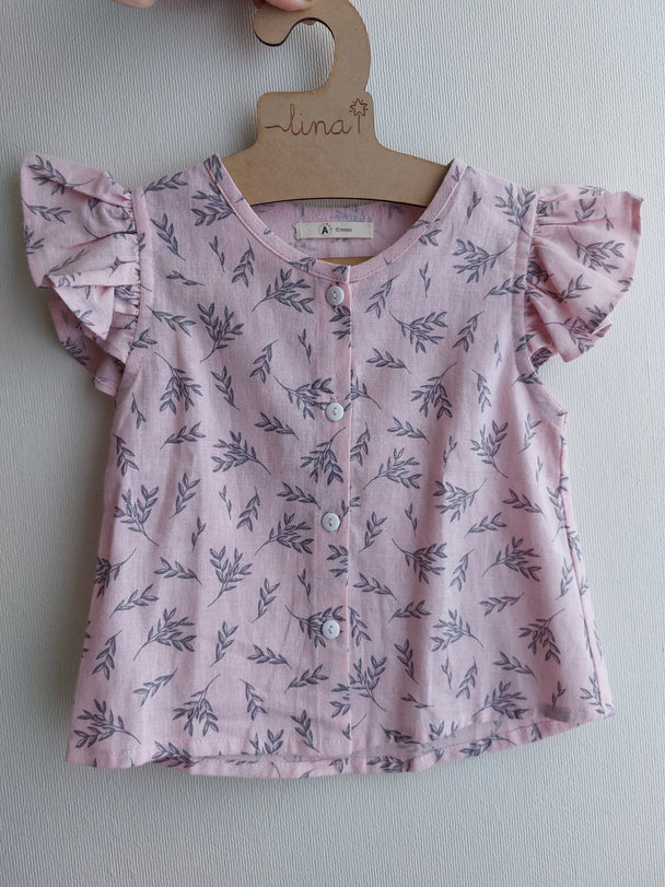 Blusa alas hojas rosa - Lina Sustentable, ropa Niño Chile, ropa de niño en oferta