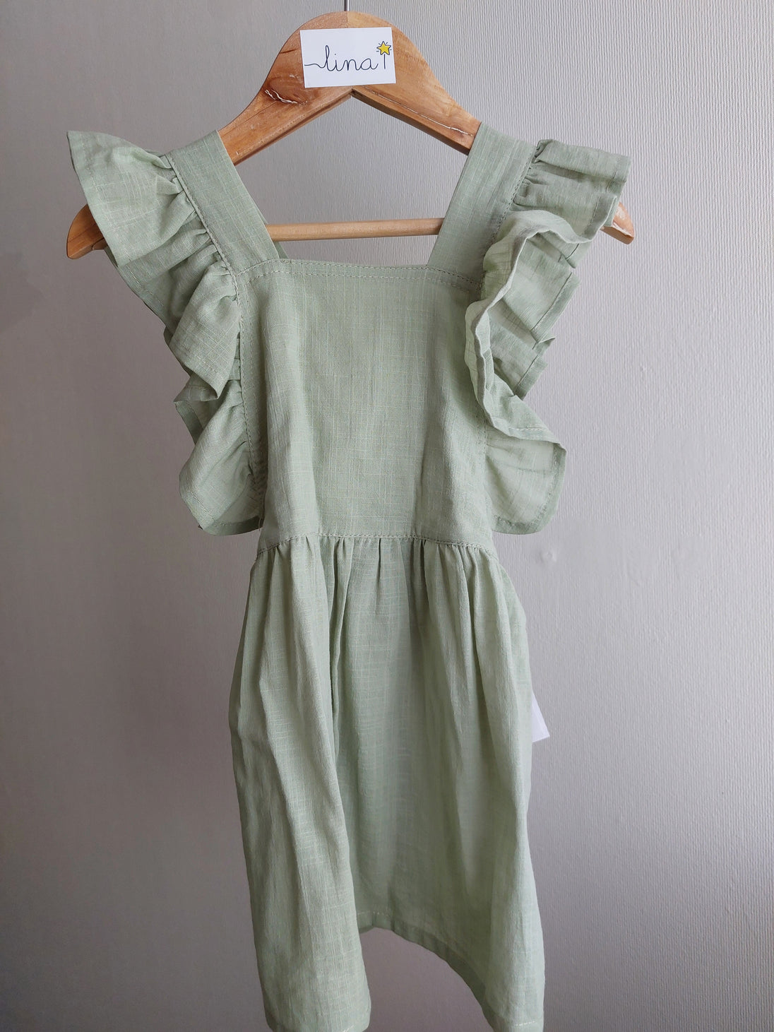Vestido volante lino algodón - Lina Sustentable, ropa Niño Chile, ropa de niño en oferta