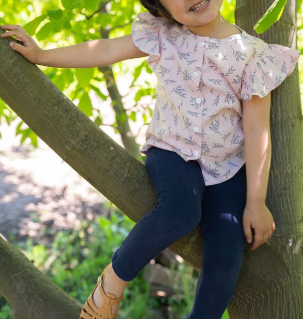 Blusa alas hojas rosa - Lina Sustentable, ropa Niño Chile, ropa de niño en oferta