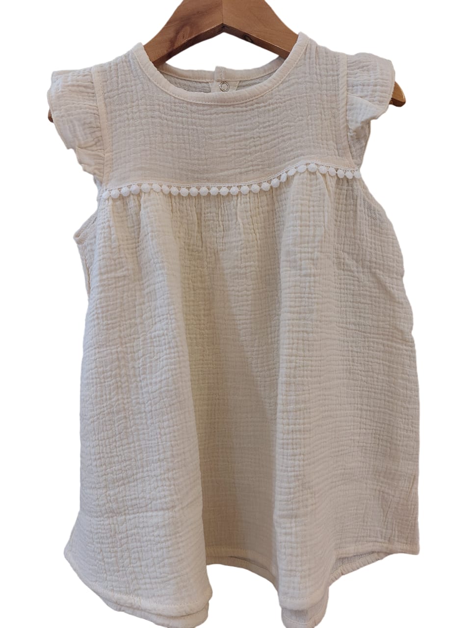 Vestido bolillo muselina orgánica - Lina Sustentable, ropa Niño Chile, ropa de niño en oferta