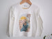 Polera blanca manga larga ilustrada estampada - Lina Sustentable, ropa Niño Chile, ropa de niño en oferta