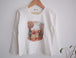 Polera blanca manga larga ilustrada estampada - Lina Sustentable, ropa Niño Chile, ropa de niño en oferta