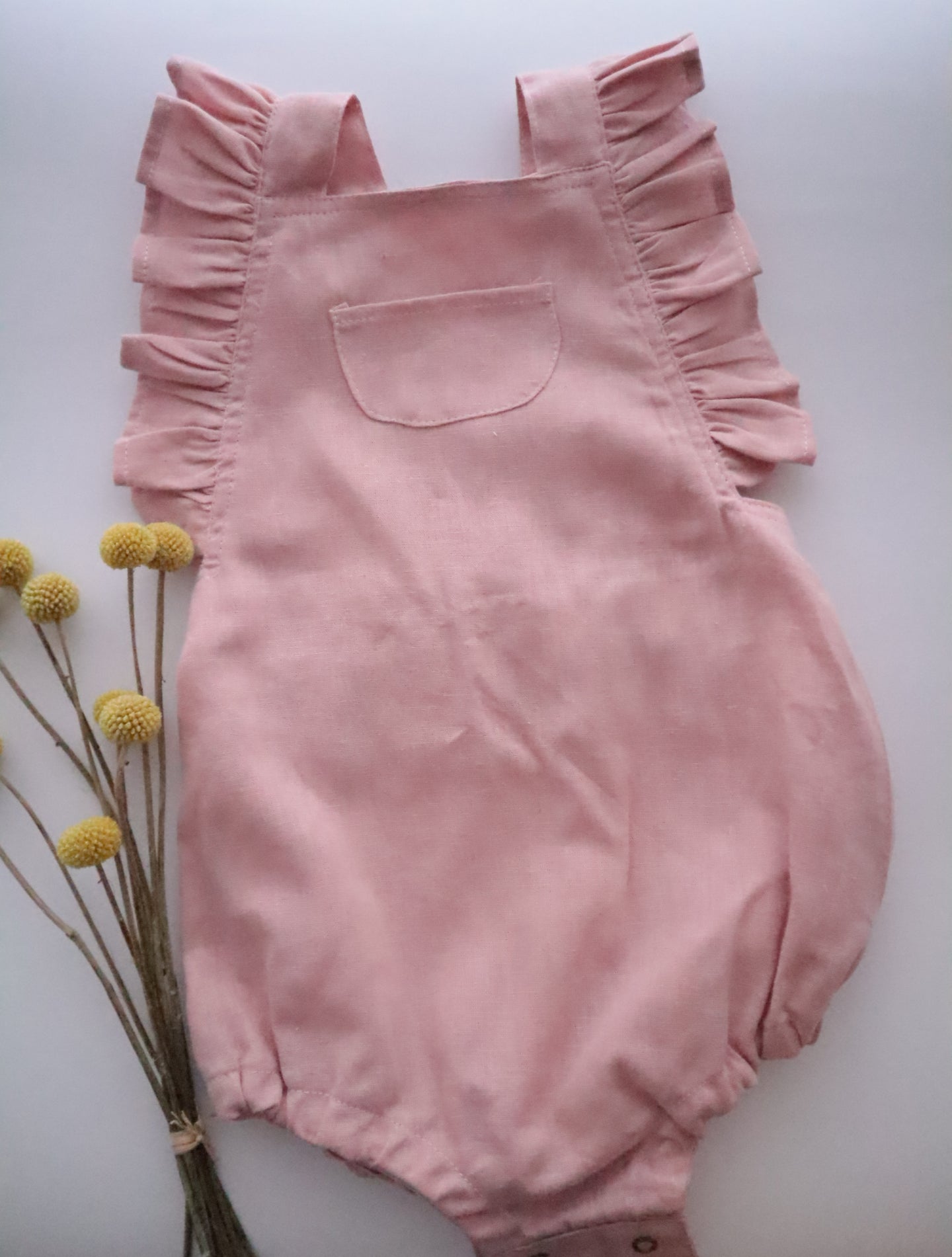 Ranita con volante lino - Lina Sustentable, ropa Niño Chile, ropa de niño en oferta
