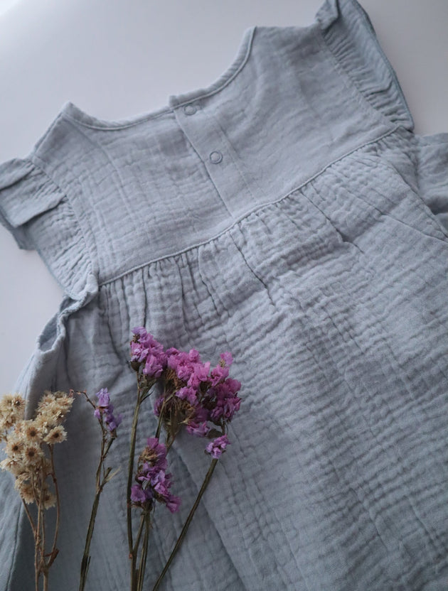 Vestido bolillo muselina orgánica - Lina Sustentable, ropa Niño Chile, ropa de niño en oferta