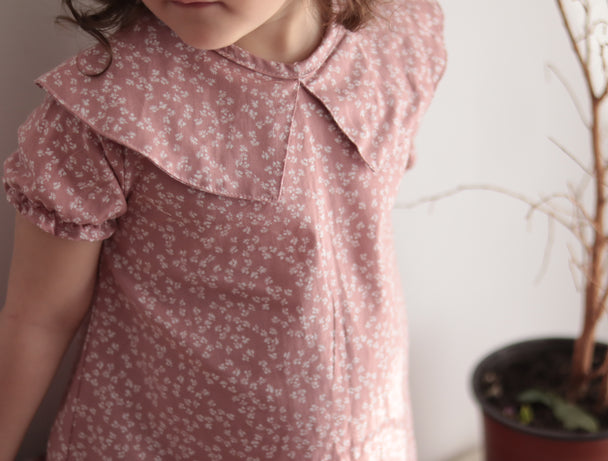 Blusa manga corta floreado rosa - Lina Sustentable, ropa Niño Chile, ropa de niño en oferta