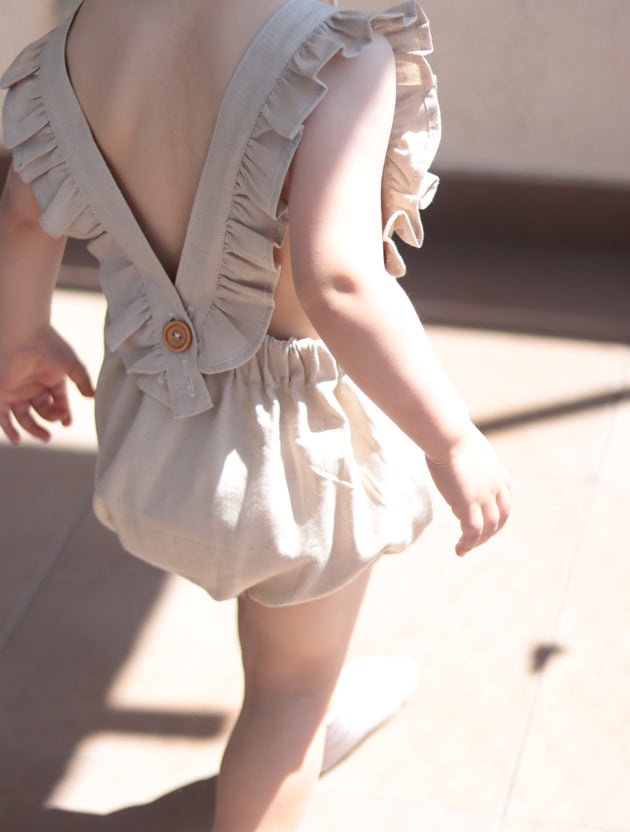 Ranita con volante lino - Lina Sustentable, ropa Niño Chile, ropa de niño en oferta