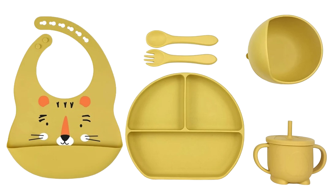 Set de Alimentación de silicona libre BPA 6 piezas - Lina Sustentable, ropa Niño Chile, ropa de niño en oferta