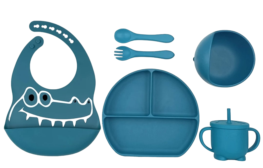 Set de Alimentación de silicona libre BPA 6 piezas - Lina Sustentable, ropa Niño Chile, ropa de niño en oferta