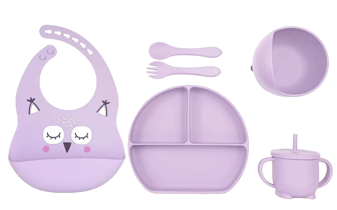Set de Alimentación de silicona libre BPA 6 piezas - Lina Sustentable, ropa Niño Chile, ropa de niño en oferta