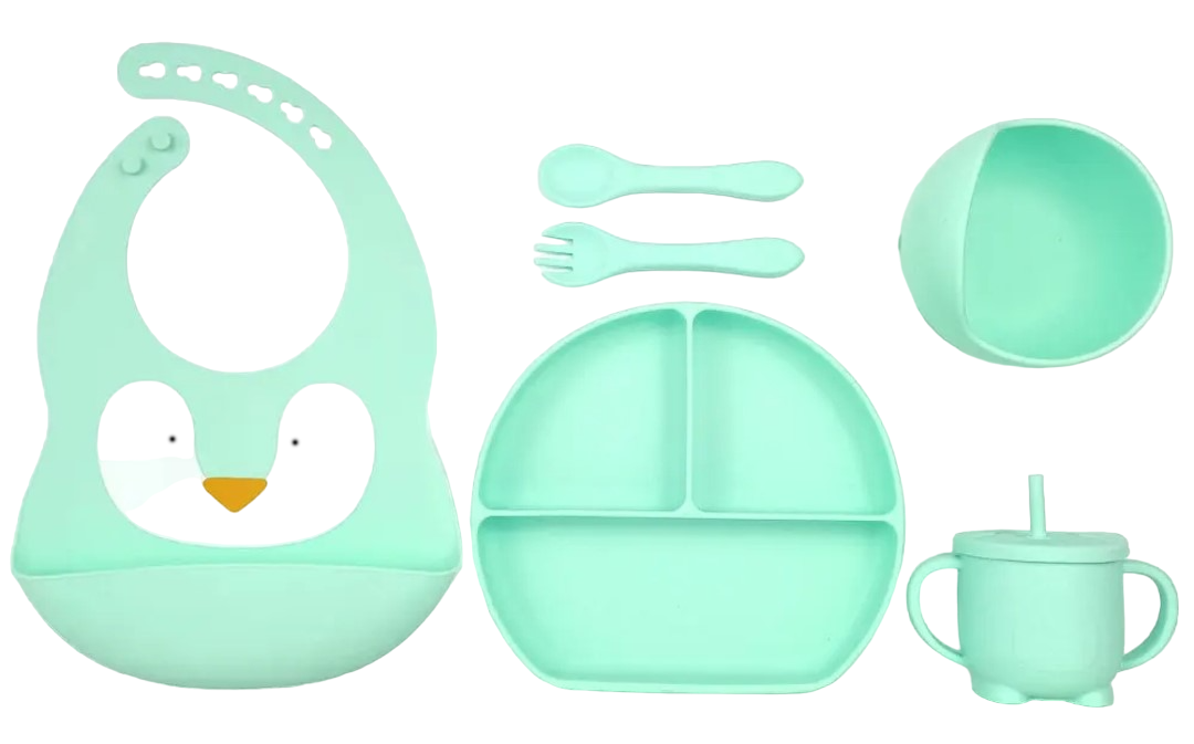 Set de Alimentación de silicona libre BPA 6 piezas - Lina Sustentable, ropa Niño Chile, ropa de niño en oferta