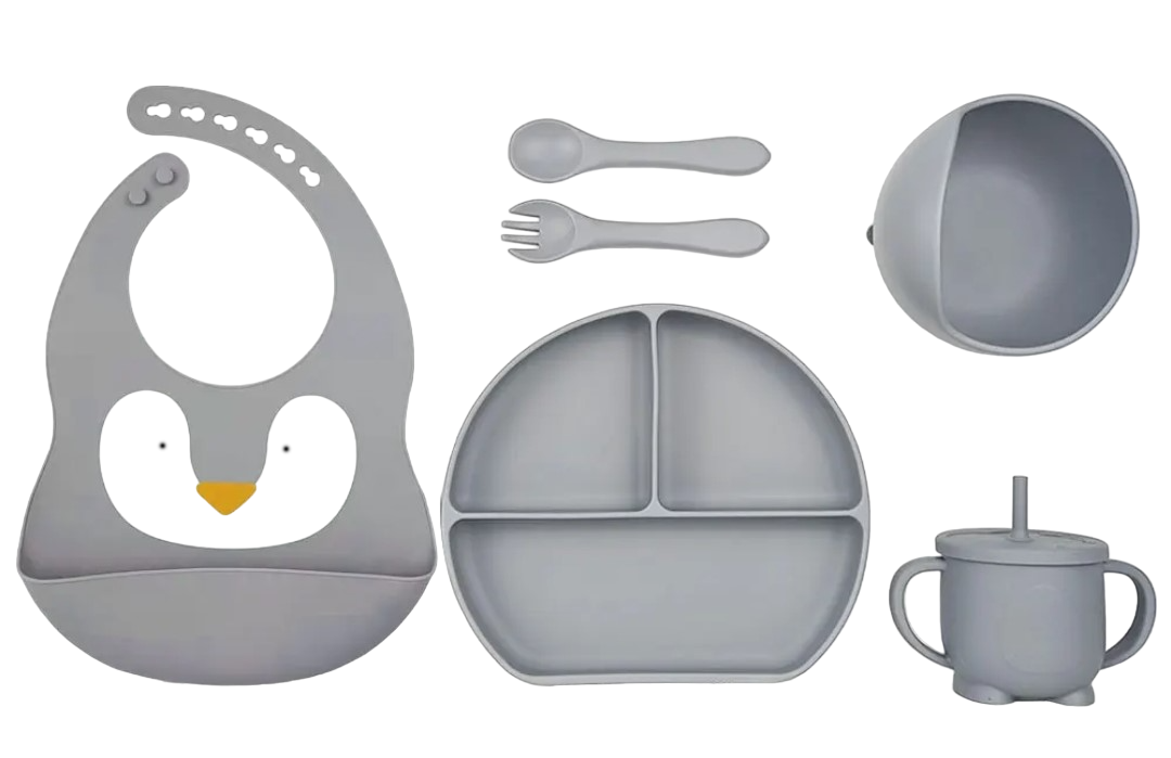 Set de Alimentación de silicona libre BPA 6 piezas - Lina Sustentable, ropa Niño Chile, ropa de niño en oferta